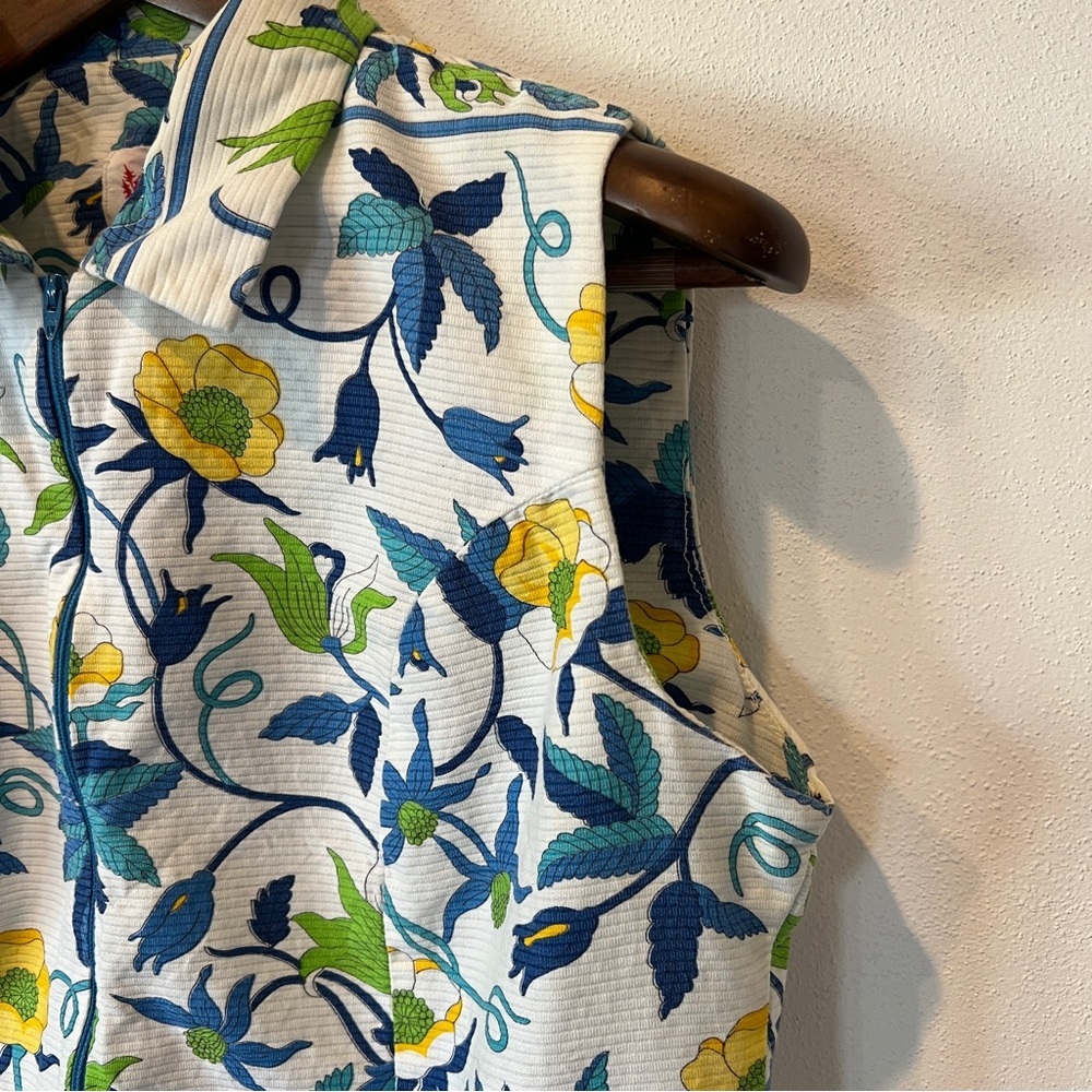 Vintage 1960s Holly Hill Floral Sleeveless Dress Jackie O Mad Men Era Pleats - Picture 3 of 14